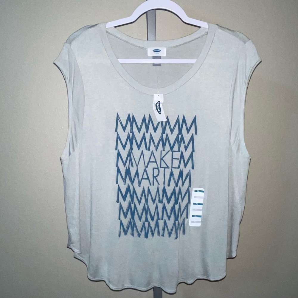 Old Navy Make Art Silver Linings Gray Cap Sleeve Art Lover Top, Size
